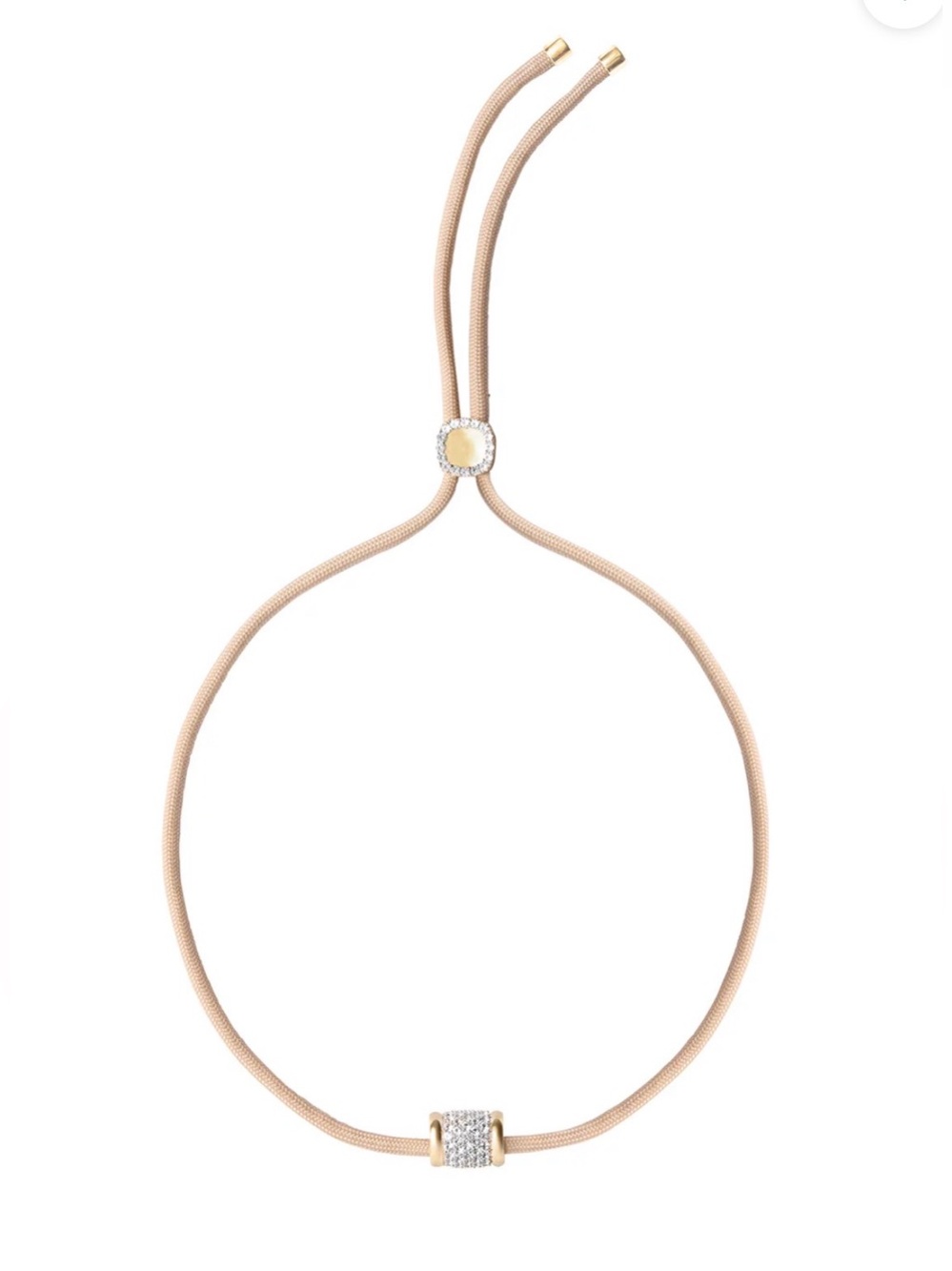 DORSEY YVES BEIGE PARACORD NECKLACE IN LAB WHITE SAPPHIRE